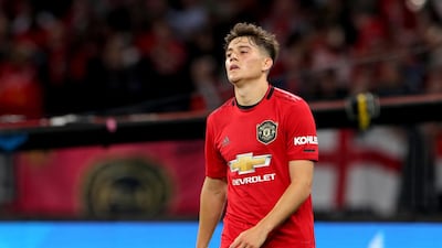 Daniel James shows his frustration after missing a chance. EPA
