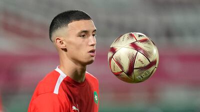 Bilal El Khannouss during training. AP