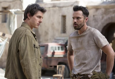 Tom Cruise and Jake Johnson in ‘The Mummy’. Courtesy Universal Pictures