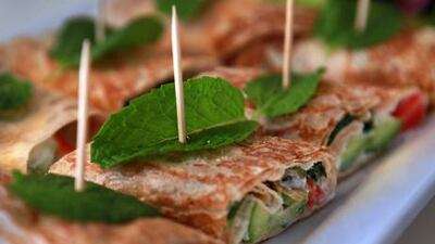 Cafe Arabia's labneh roll on saaj bread.