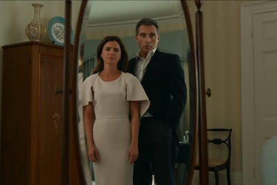Keri Russell as Kate Wyler, left, and Rufus Sewell as Hal Wyler in season one of The Diplomat. Photo: Netflix