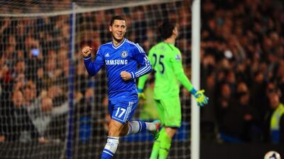 Eden Hazard scored Chelsea’s second goal on March 8, 2014 as they ran away from Tottenham. Mike Hewitt / Getty Images