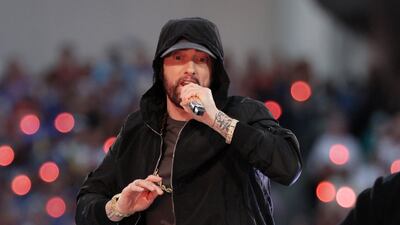 Eminem performs during the half-time show. Reuters