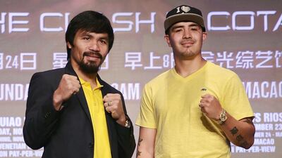 Manny Pacquiao and American Brandon Rios will fight for the WBO welterweight title on Sunday. Feng Li / Getty Images