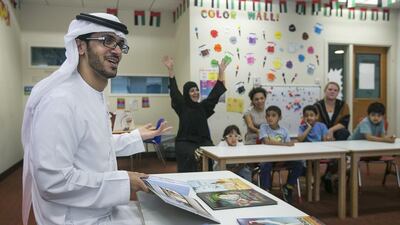 Ramadan themed reading for special needs children in the New England Centre for Children by Emirati author Ahmed Al Shoiabi. Mona Al Marzooqi / The National