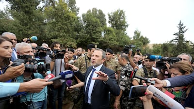 Lebanese Foreign Minister Gebran Bassil on a tour for diplomats and journalists near the airport in Beirut, in response to Israeli claims that Hezbollah is keeping missiles nearby. Reuters