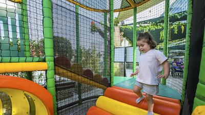 Soft play small slides and climbing elements at The Green Planet Cafe's new kids' play area. Courtesy of The Green Planet
