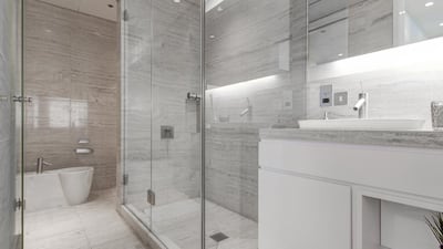 The bathroom of the apartment in the Burj Khalifa. Courtesy of Luxhabitat