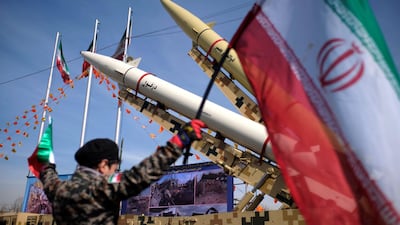 Dezful and Zolfagar missiles are pictured during a rally in Tehran. Getty Images