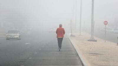 The fog reduced visibility in Dubai. Chris Whiteoak / The National