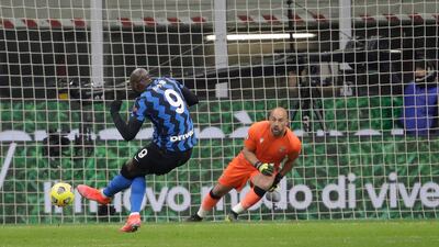 Romelu Lukaku scores with penalty against Lazio. AP