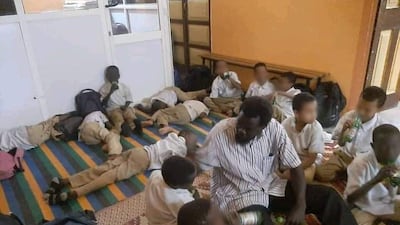 A teacher and schoolboys trapped in their school during the gunfighting on Saturday. All photos: Rania Mahmood