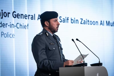 Maj Gen Ahmed Al Muhairi, Commander-in-Chief of Abu Dhabi Police, at the Murona Forum on Tuesday. Antonie Robertson / The National