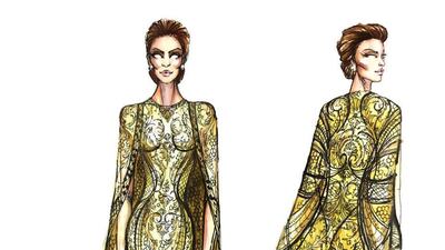 This sketch shows Michael Cinco's vision for Kris Aquino's gown