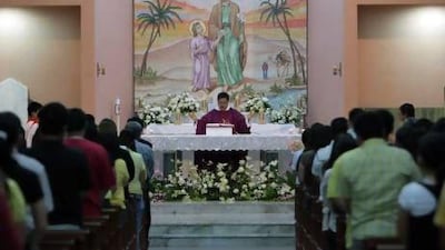 Father Wild Gandolf, secretary of Bishop Paul Hinder, the Vicar Apostolic of Arabia at St Joseph's Cathedral in Abu Dhabi has welcomed the election of Pope Francis, the first non-European pope in more than a thousand years. Jaime Puebla / The National