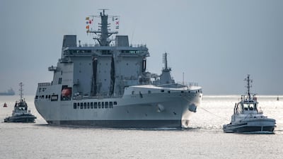 RFA Tidespring arriving in Portsmouth. Alamy