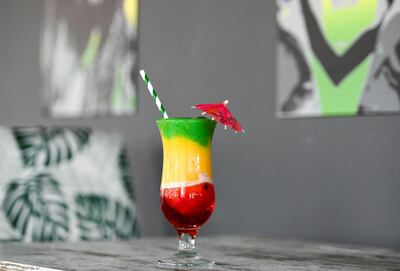 Frozen Bob Marley – a popular mocktail served at Kingston 21 at Al Raha beach. Khushnum Bhandari for The National