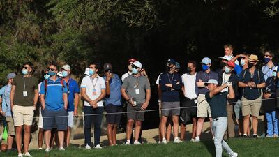 Paul Casey plays his second shot on the 16th hole. Getty