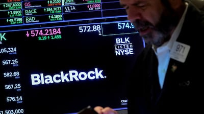 BlackRock shares on a screen at the New York Stock Exchange. The world's biggest asset manager sees growth opportunities across the Gulf region. Reuters