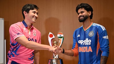 India captain Shreyas Iyer, right, top-scored to help secure a hard-fought win over Japan in Sano. AFP