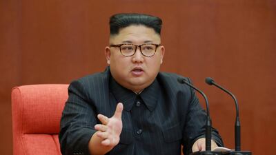 North Korean leader Kim Jong-un said his nuclear weapons are a "powerful deterrent" which guarantee North Korea's sovereignty. In this picture, Mr Kim is speaking during the Second Plenum of the 7th Central Committee of the Workers' Party of Korea (WPK) at the Kumsusan Palace of the Sun. KCNA / Reuters
