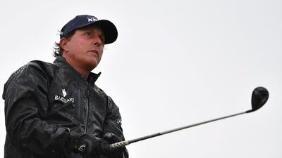 US golfer Phil Mickelson watches his shot from the 14th tee during his second round of the 2016 British Open Golf Championship at Royal Troon in Scotland on July 15, 2016. AFP / Ben STANSAL