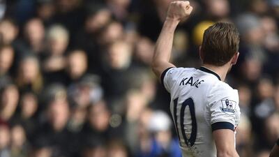 Harry Kane of Tottenham Hotspur after scoring his team’s fourth goal from the penalty spot on Saturday against Sunderland in the Premier League. Toby Melville / Reuters