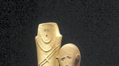 Anthropomorphic stele from the "Roads of Arabia" exhibit. Getty