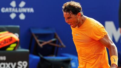 Rafael Nadal celebrates his win over Martin Klizan in the quarter-finals of the Barcelona Open. Alejandro Garcia / EPA