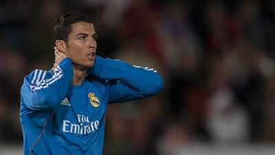 Cristiano Ronaldo hurt his hamstring in Real's win over Almeria on Saturday. Daniel Tejedor / AP