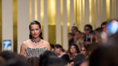 Brazilian model Adriana Lima closed the Manish Malhotra show. Photo: Dubai Fashion Week