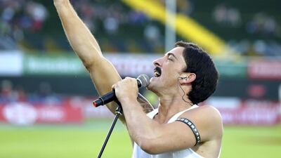 A Freddy Mercury impersonator performs at The Sevens Stadium in Dubai. Chris Whiteoak / The National