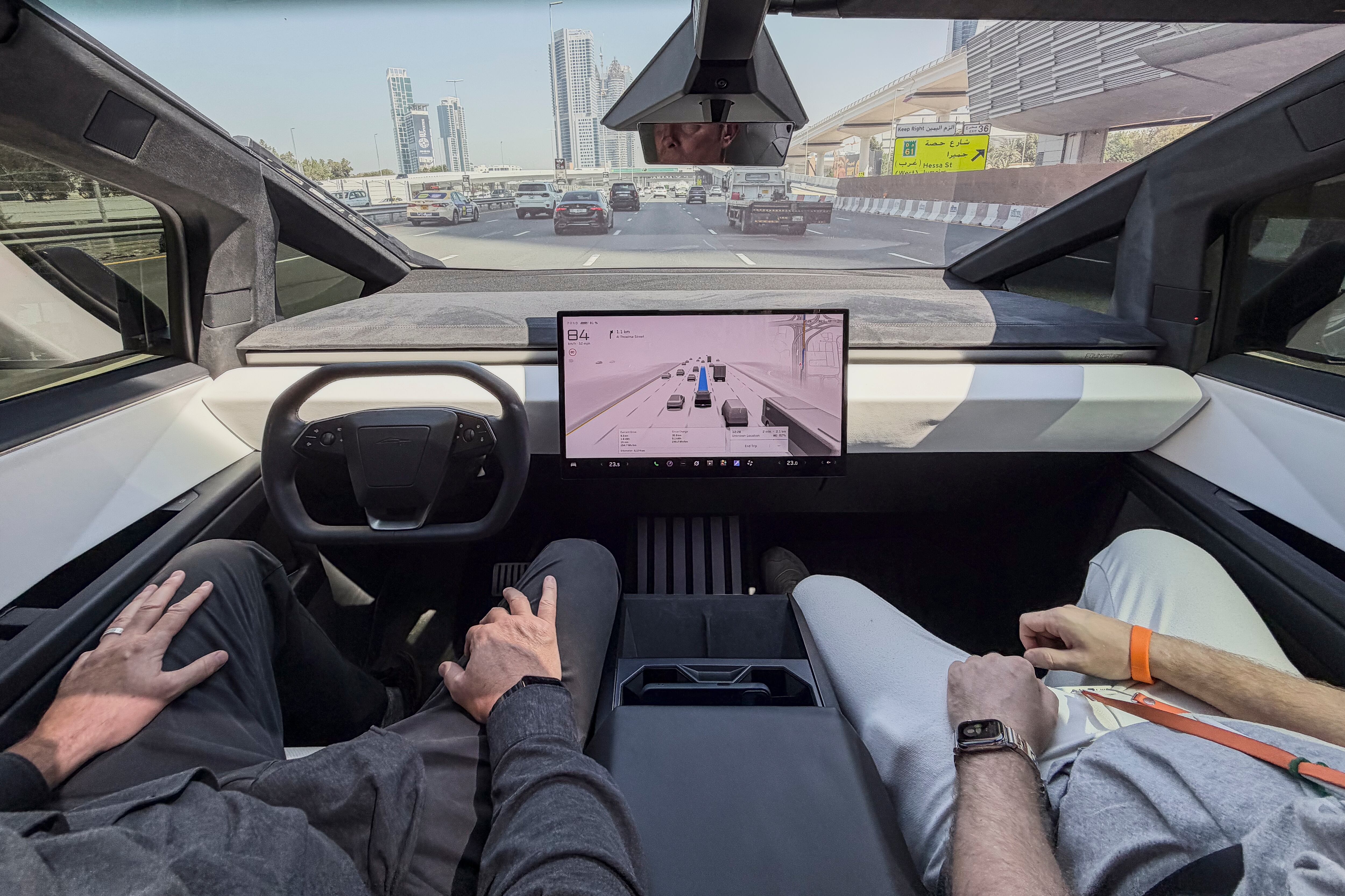 Dubai Ride Cybertuck 'Unnerving but safe': Behind the wheel of a self-driving Cybertruck on ...