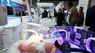 An infant incubator on display at the event. Pawan Singh / The National