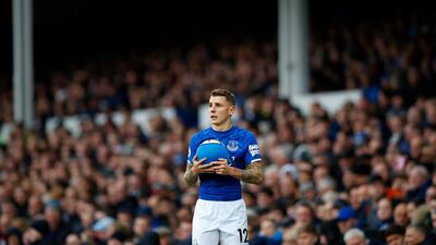 Everton's Lucas Digne prepares to take a throw-in against Chelsea. EPA