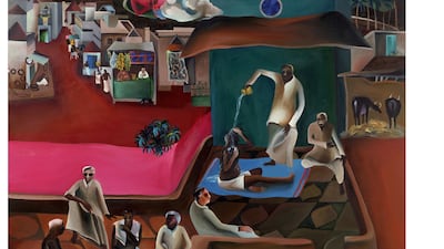 Death in the Family (1977) by Bhupen Khakhar, Victoria and Albert Museum. Courtesy the estate of Bhupen Khakhar.