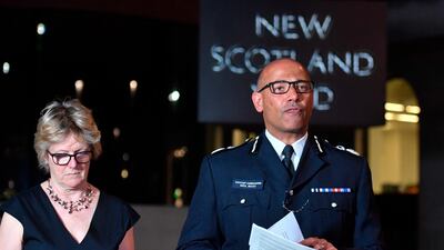 UK head of counter-terrorism policing, Neil Basu, right, and chief medical officer for England, Sally Davies, in London. British police say a critically ill couple were exposed to Novichok. AP