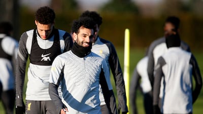 Mohamed Salah during training at Liverpool's AXA Training Centre in Merseyside. Liverpool hold a 2-0 advantage over Inter from the first leg. Reuters