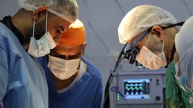 Dr Saladin Sawan, right, has given The National his account of being a surgeon in Gaza. Photo: Saladin Sawan