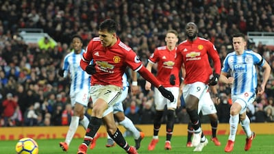 Alexis Sanchez has his penalty saved before tapping in the rebound to score his first goal for Manchester United. Rui Vieira / EPA