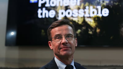 Ulf Kristersson leads a minority coalition in which the anti-immigration Sweden Democrats are key. AP