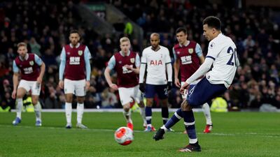 Tottenham's Dele Alli scores their goal from the penalty spot in the 1-1 draw at Burnley. Reuters