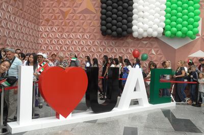 Queues of visitors outside the UAE Pavilion at Expo 2017. James Langton / The National