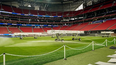 New grass pitch gets installed at the Atlanta Stadium in Georgia for the Fifa World Cup. Reuters
