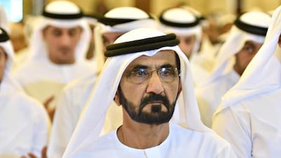 Sheikh Mohammed leads Eid Al Adha prayers at the Sheikh Rashid Mosque in Dubai. Wam