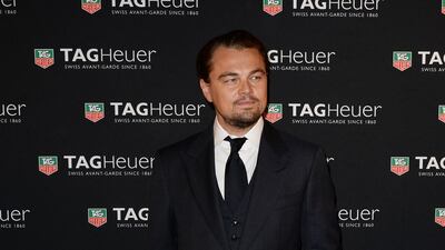 Leonardo DiCaprio, in a black three-piece suit, attends a Tag Heuer event In Pavillon Vendome on November 6, 2013 in Paris, France. Getty Images