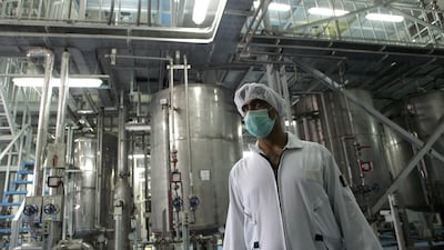 An Iranian technician at work at Isfahan, where uranium is converted. AFP