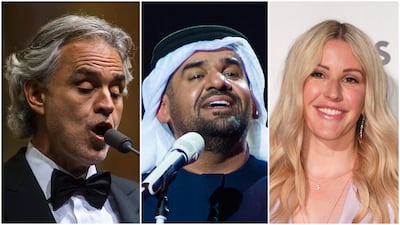 Andrea Bocelli, Hussain Al Jassmi and Ellie Goulding will all be in attendance for the opening ceremony of Expo 2020 Dubai. EPA / Bravo / AP