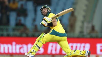 Glenn Maxwell of Australia hits out. Getty