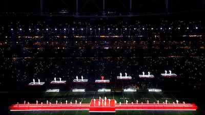 Rihanna's show featured a series of floating stages. Reuters